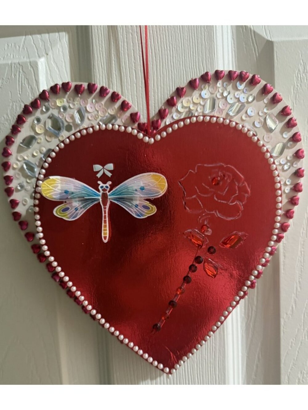 Valentines Day Red Heart Hanging Wall Decor Empty Box Can Be Filled With $ Jewel